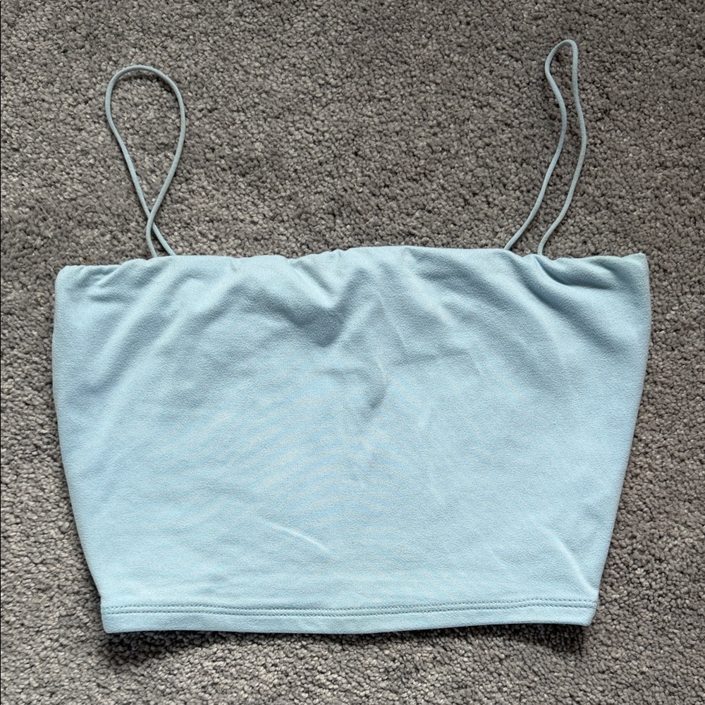 Light Blue Spaghetti Strap Crop Top
